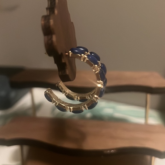 C-Shaped Faux Turquoise Bohemian Earrings - Picture 3 of 6